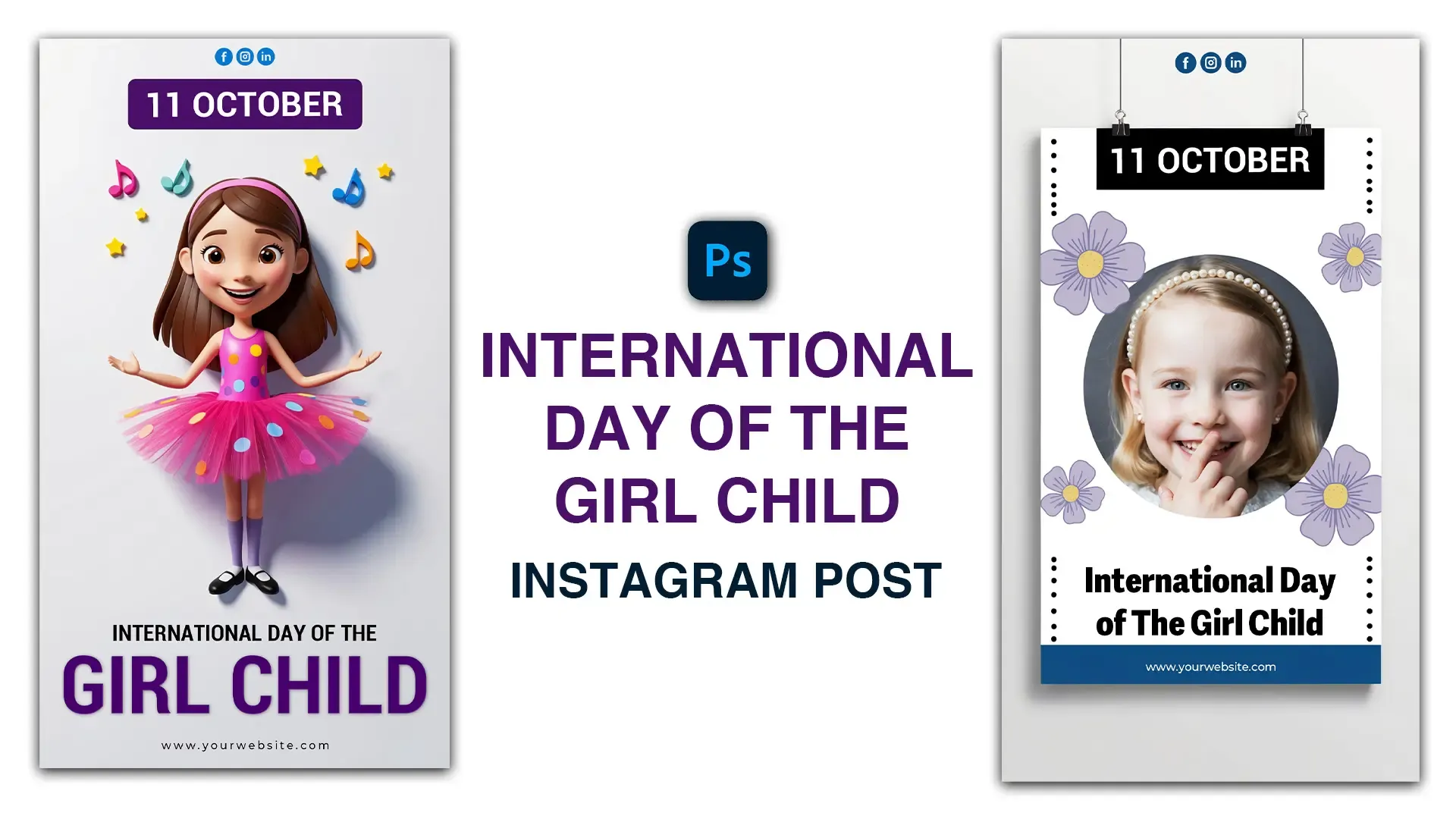 Delightful Daisy Frame Girl Child Day PSD Instagram Story image